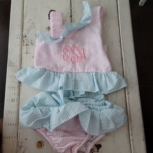 Monogrammed Seersucker Tankini